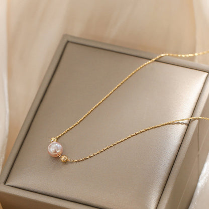 Natural freshwater pearl necklace  chain with single pendant