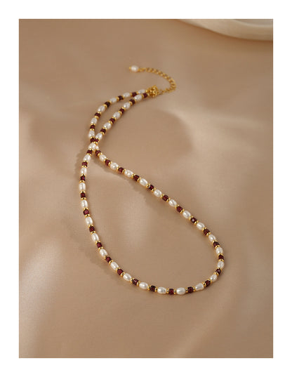 Natural Pearl Necklace Women'sTurquoise Clavicle Chain Design Necklace
