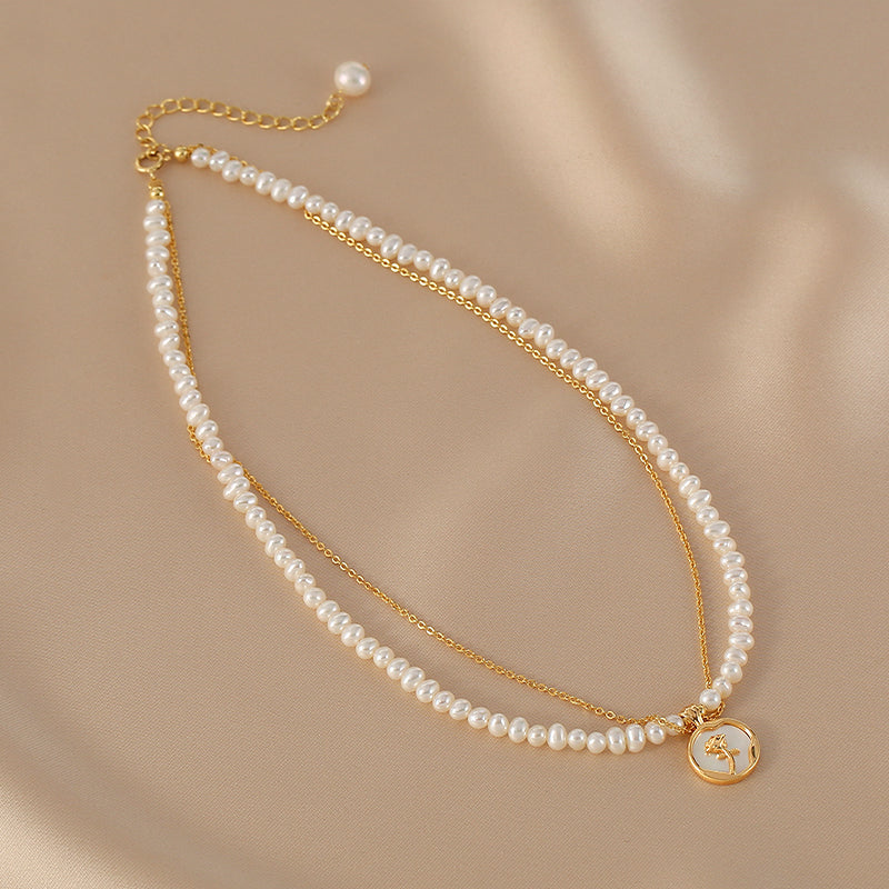 Freshwater Small Pearl Necklace Women's Stacked Clavicle Chain
