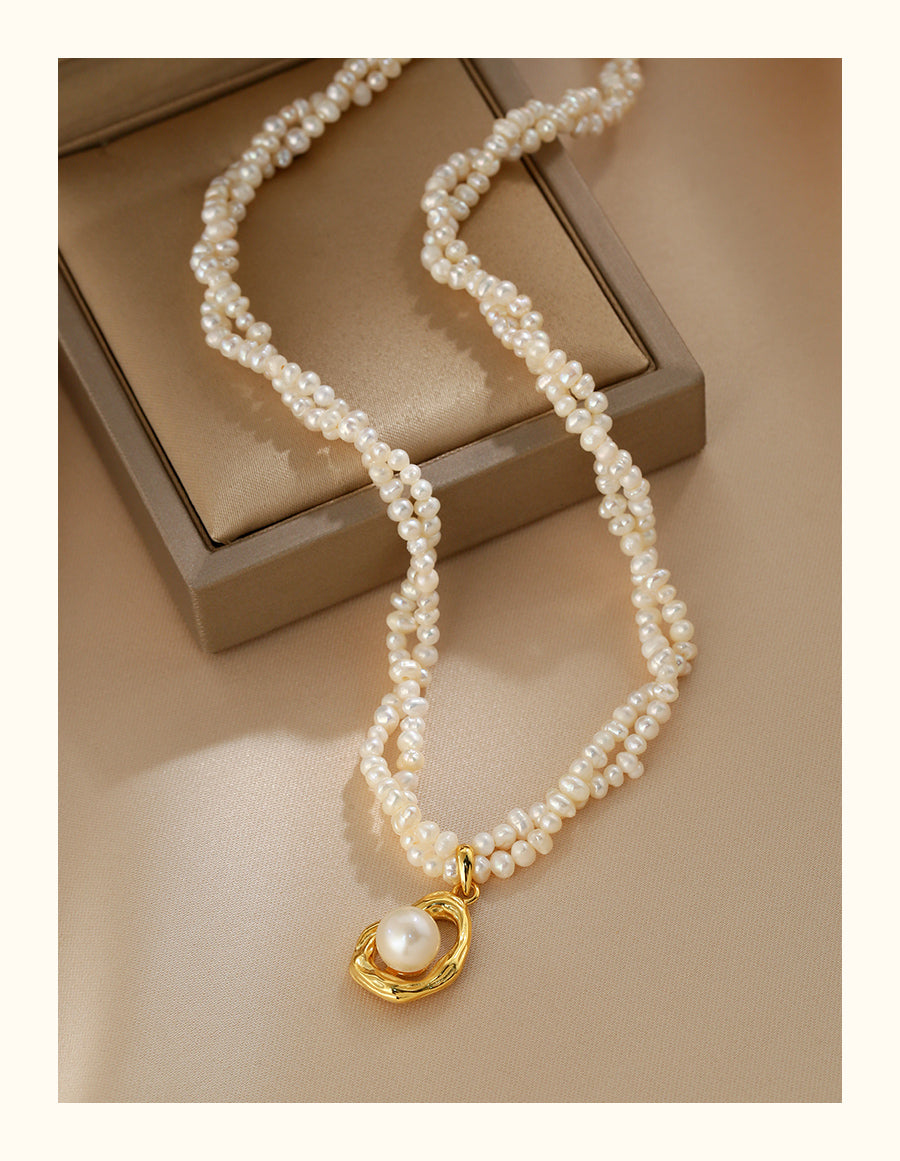 Natural Pearl Necklace Women'sDelicate Beads Double Layer Stacked, Neck Chain
