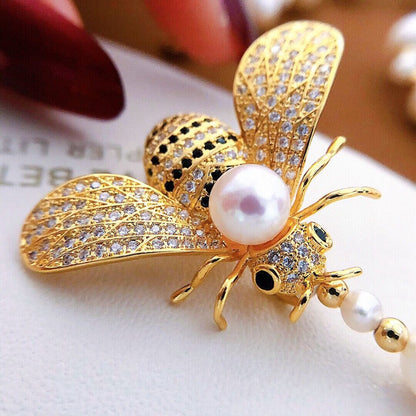 Sweet Internet celebrities are pushing the little bee tian ran freshwater pearl sweater chain, long necklace one wear more