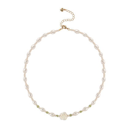 Women's Natural Freshwater Pearl Beaded Necklace Elegant Handmade Jewelry Gift