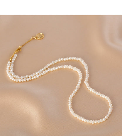 Natural pearl necklace, simple and exquisite irregular millet beads, tag necklace