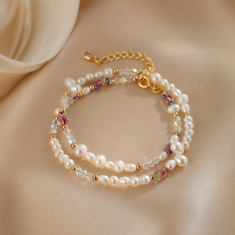 Natural Baroque Pearl Bracelet Necklace Set Colored Necklace