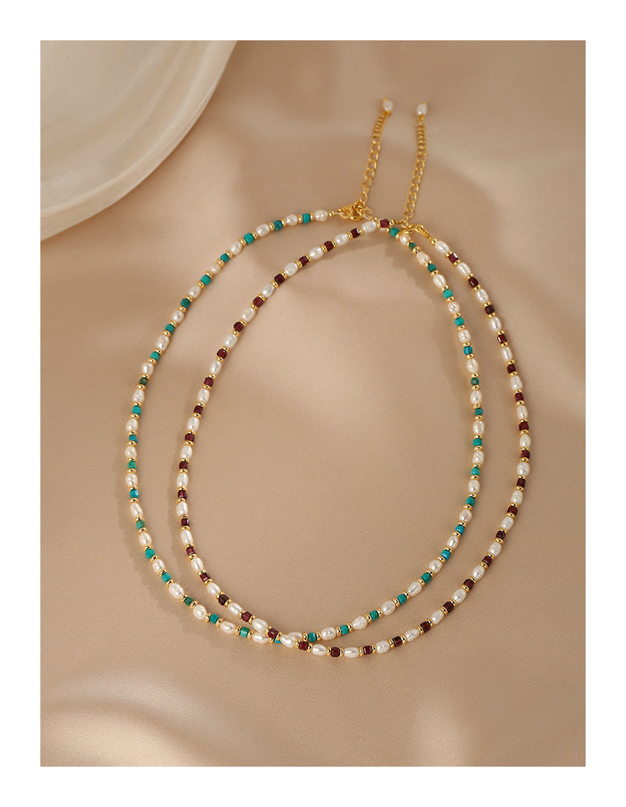 Natural Pearl Necklace Women'sTurquoise Clavicle Chain Design Necklace