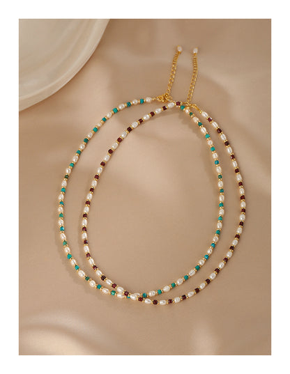Natural Pearl Necklace Women'sTurquoise Clavicle Chain Design Necklace