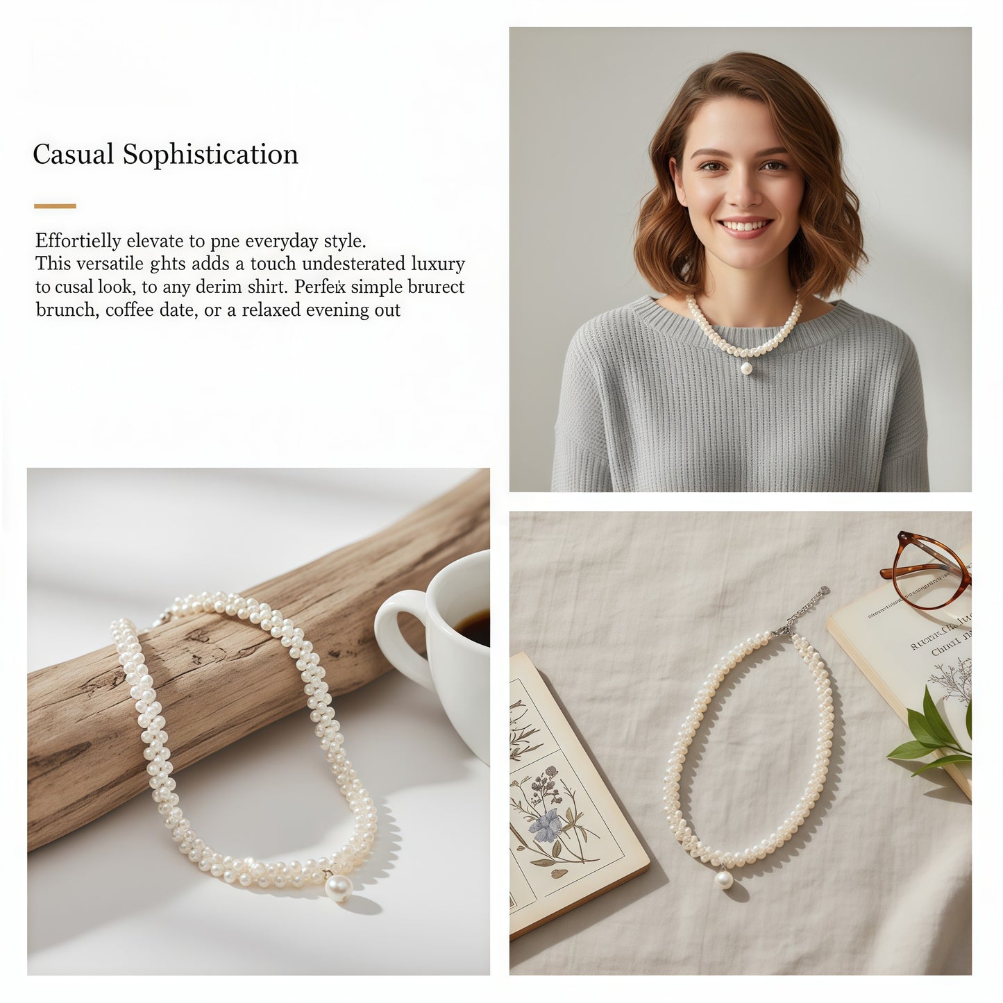 925 silver natural pearl choker