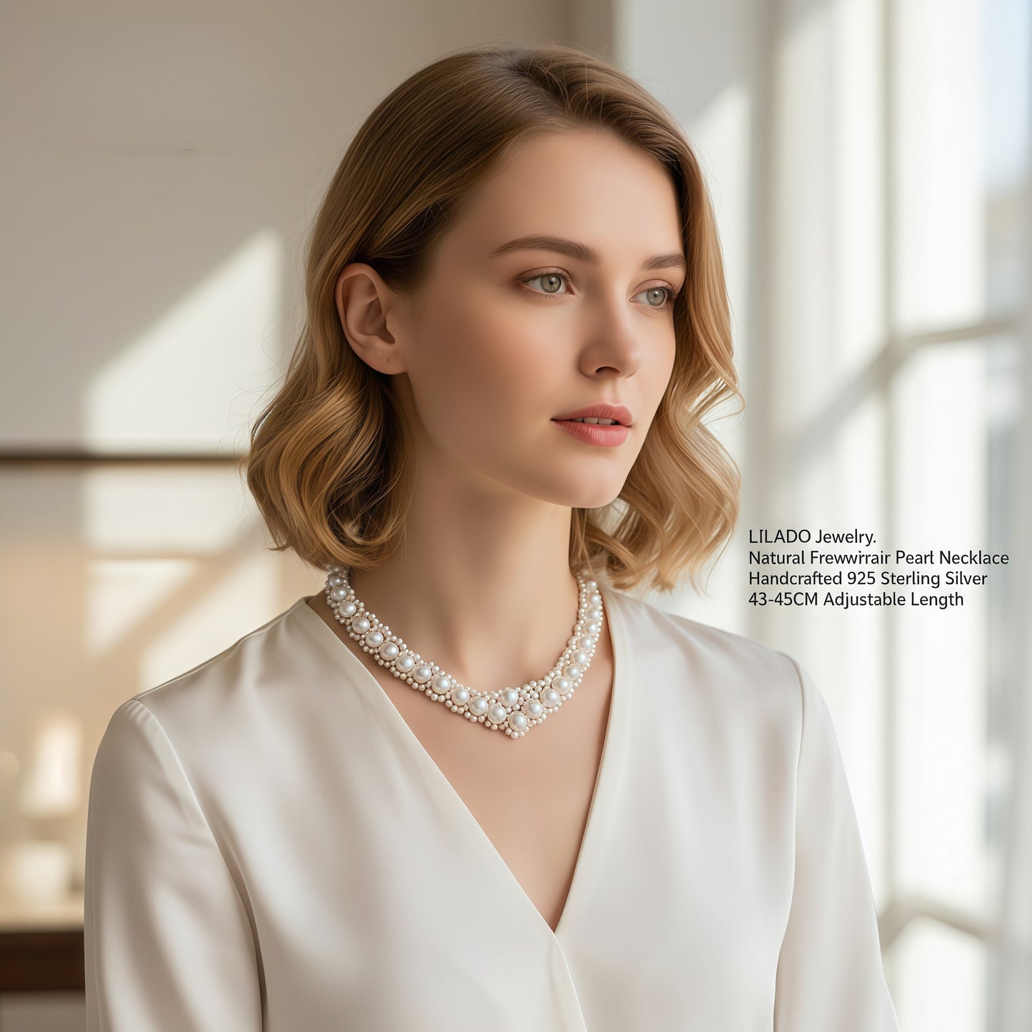 Natural freshwater pearl love necklace