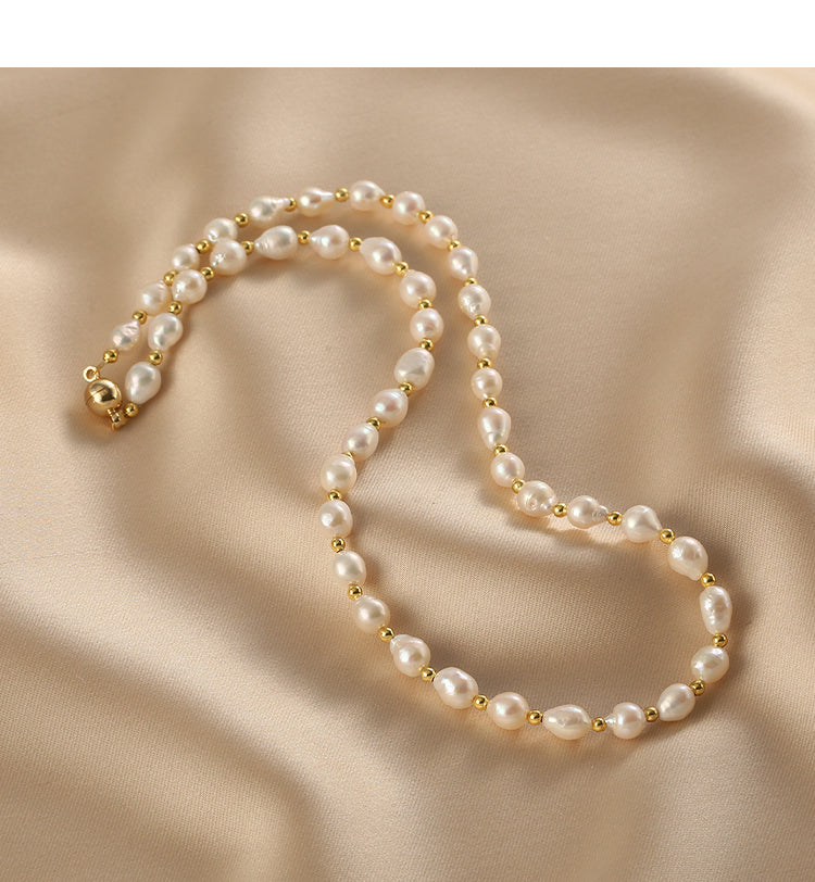 Natural pearl necklace, baroque pearl collarbone chain fashion, neck chain