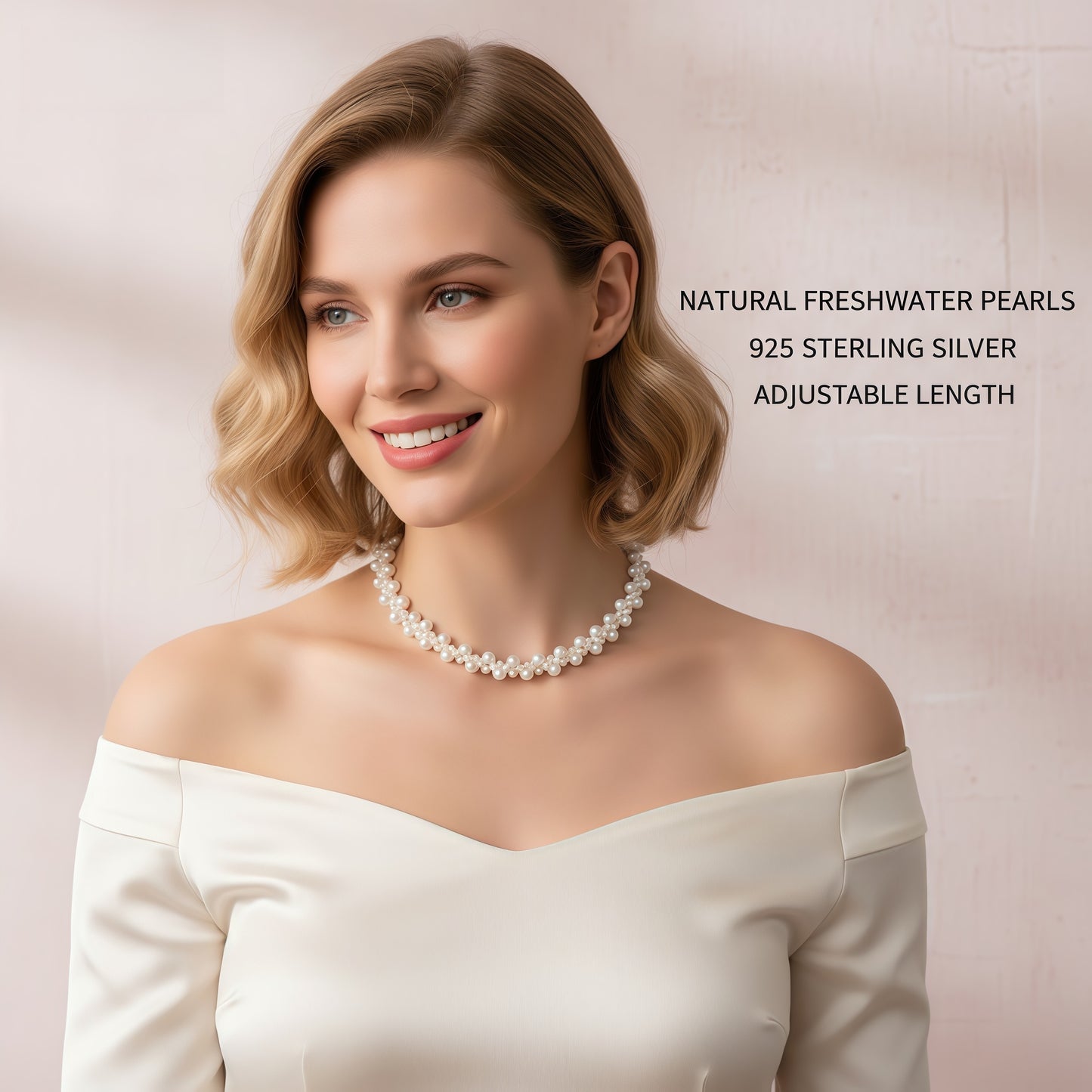 Pearl necklace woven choker