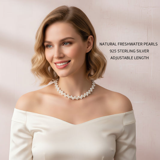 Pearl necklace woven choker