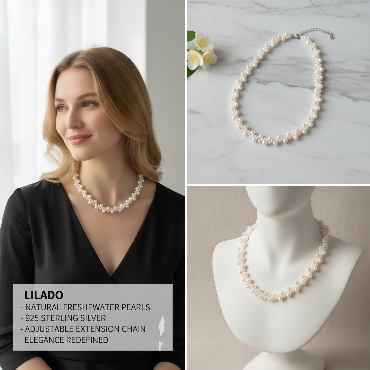 Pearl necklace woven choker