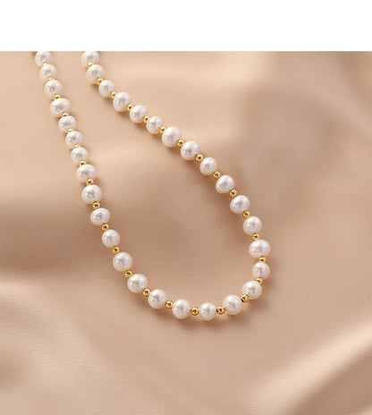 Natural freshwater pearl necklace fashion light luxury niche collarbone women's high sense original design beaded neck chain
