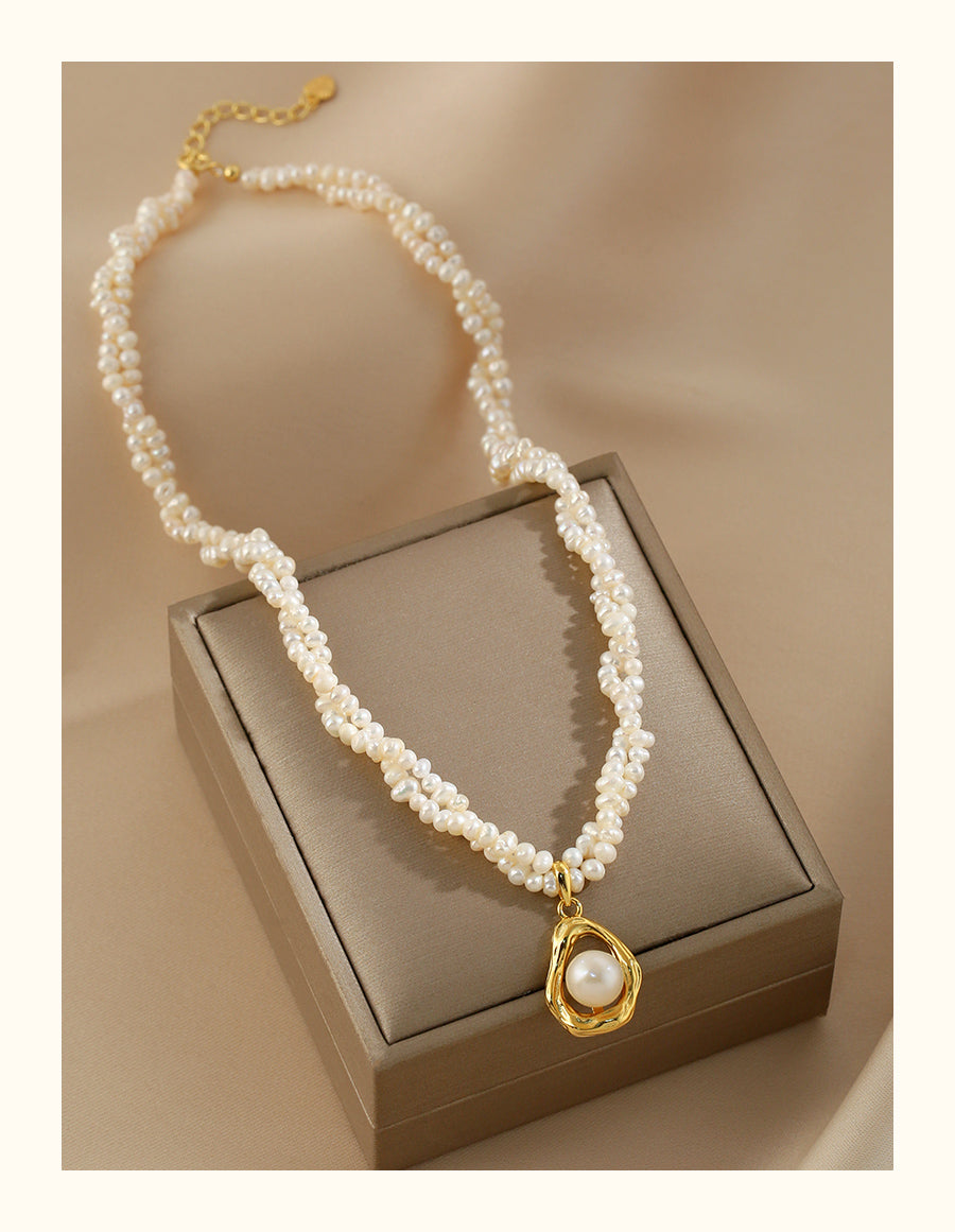 Natural Pearl Necklace Women'sDelicate Beads Double Layer Stacked, Neck Chain