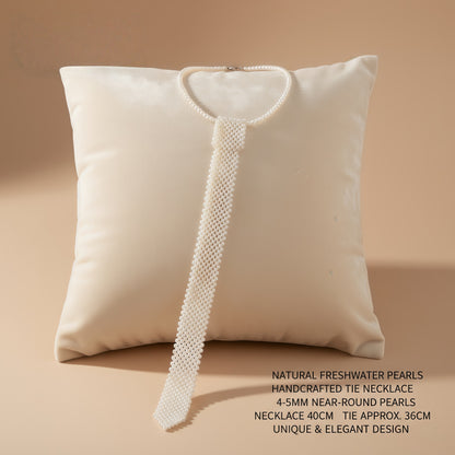 Hand-woven pearl tie