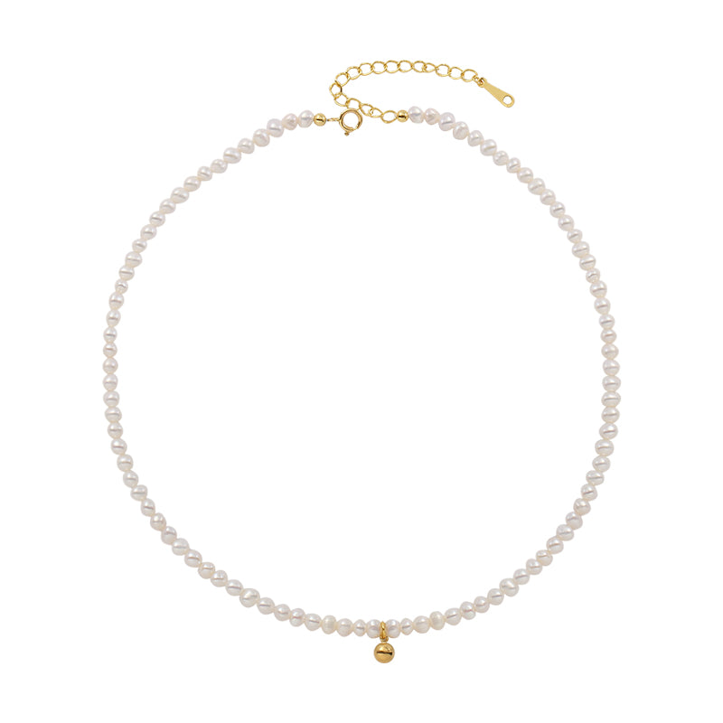 Natural Pearl Necklace Fashionable Retro Small Golden Bean Accessories
