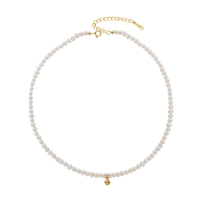 Natural Pearl Necklace Fashionable Retro Small Golden Bean Accessories