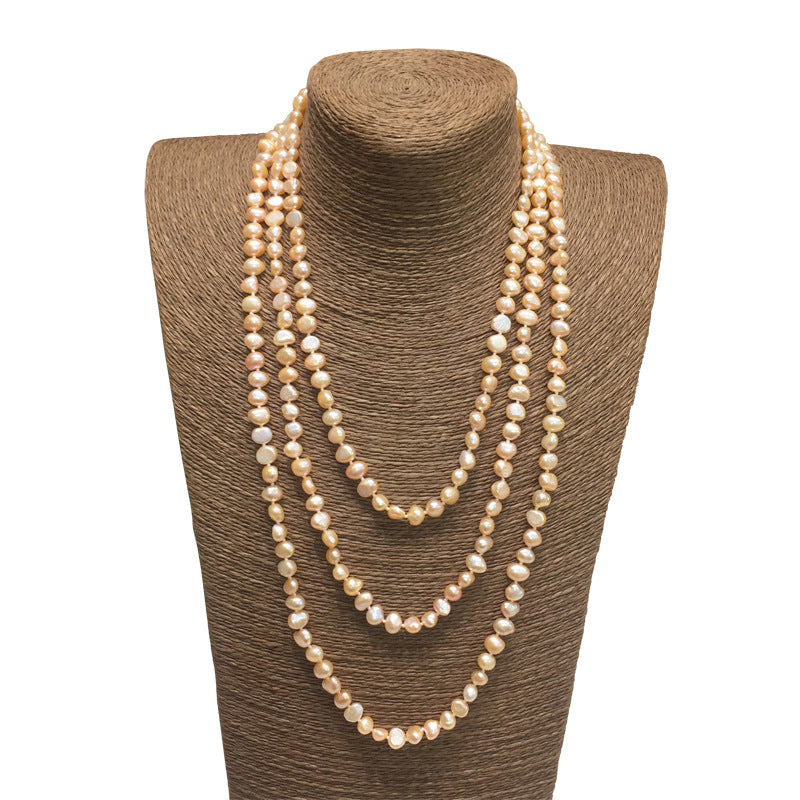 Banquet dress bai with baroque freshwater pearl sweater chain, ladies pearl long necklace