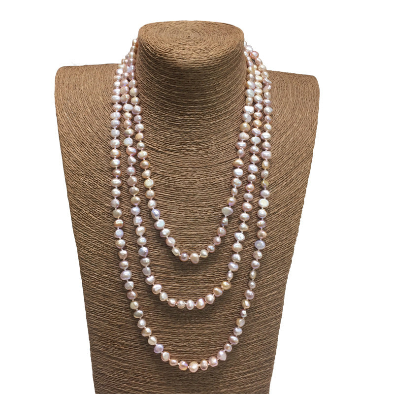 Banquet dress bai with baroque freshwater pearl sweater chain, ladies pearl long necklace