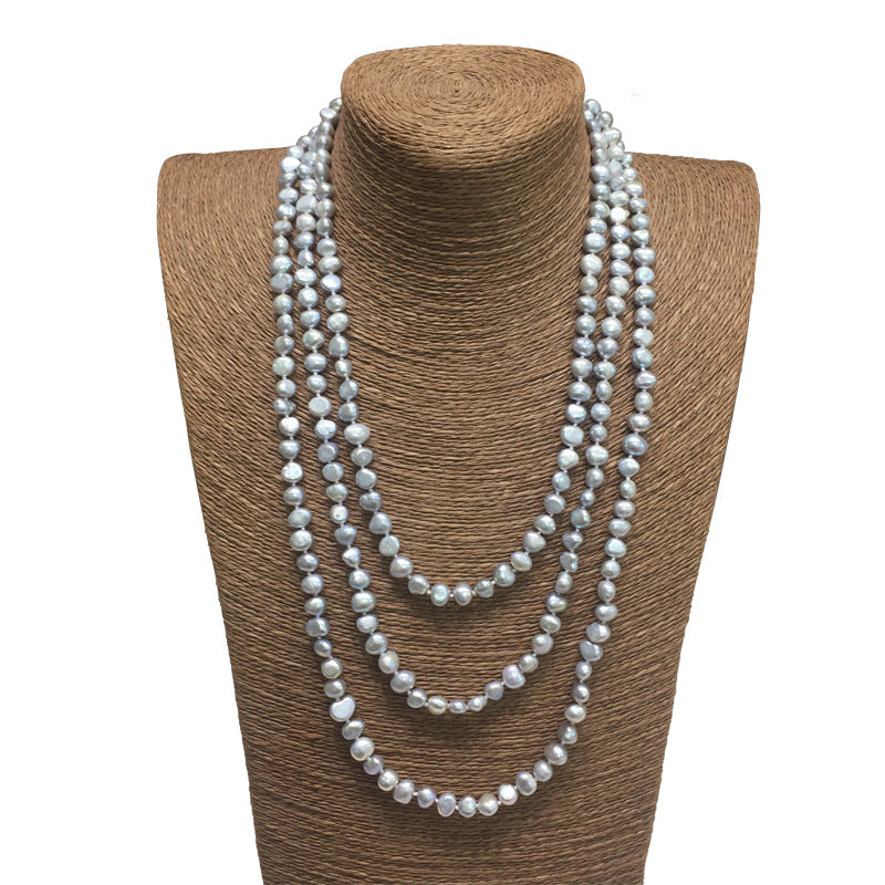 Banquet dress bai with baroque freshwater pearl sweater chain, ladies pearl long necklace