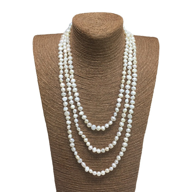 Banquet dress bai with baroque freshwater pearl sweater chain, ladies pearl long necklace