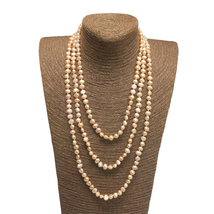 Banquet dress bai with baroque freshwater pearl sweater chain, ladies pearl long necklace