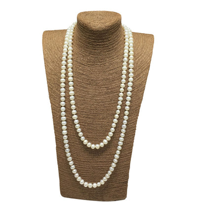 Manufacturer Spot Freshwater Threaded Pearl Necklace, Mother's Day Gift Freshwater Pearl Sweater Chain Long Necklace