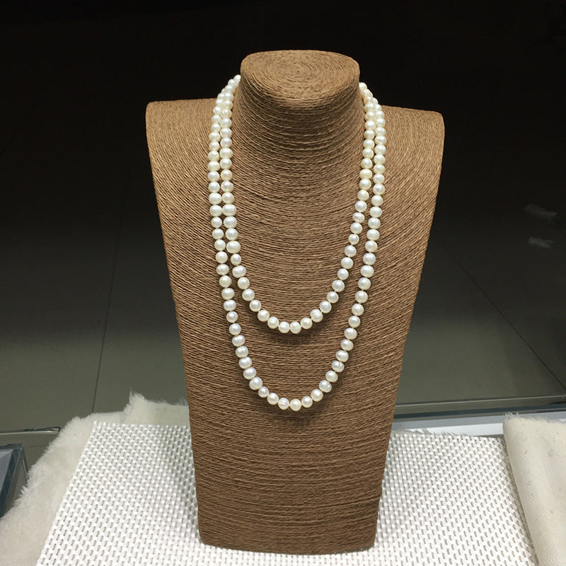 Manufacturer Spot Freshwater Threaded Pearl Necklace, Mother's Day Gift Freshwater Pearl Sweater Chain Long Necklace