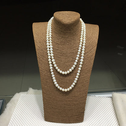 Manufacturer Spot Freshwater Threaded Pearl Necklace, Mother's Day Gift Freshwater Pearl Sweater Chain Long Necklace