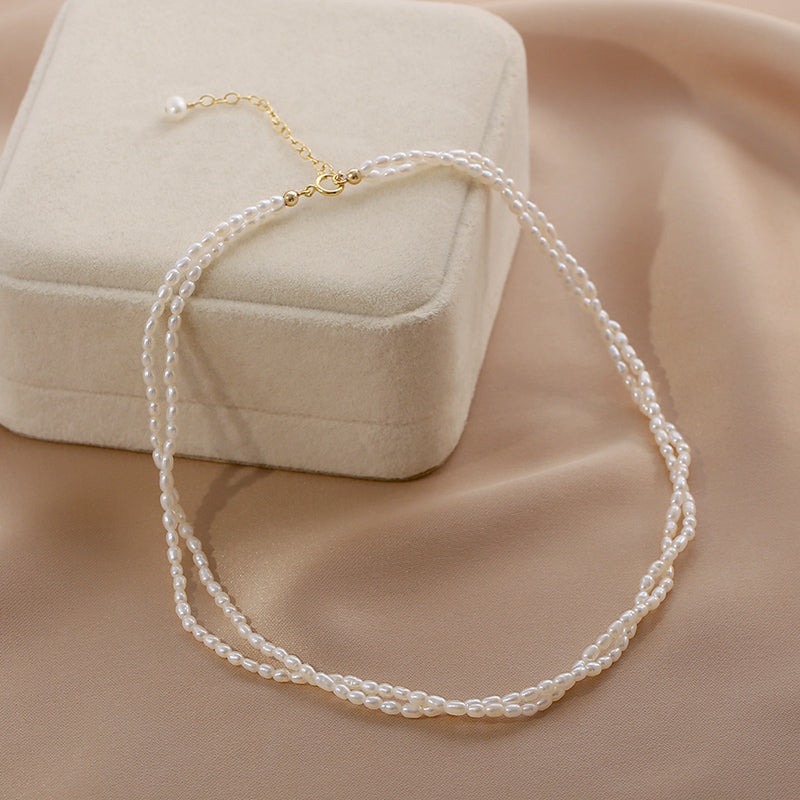 Freshwater pearl neck chain female multi-layer