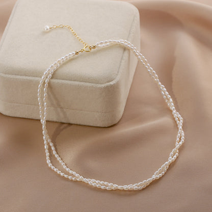 Freshwater pearl neck chain female multi-layer