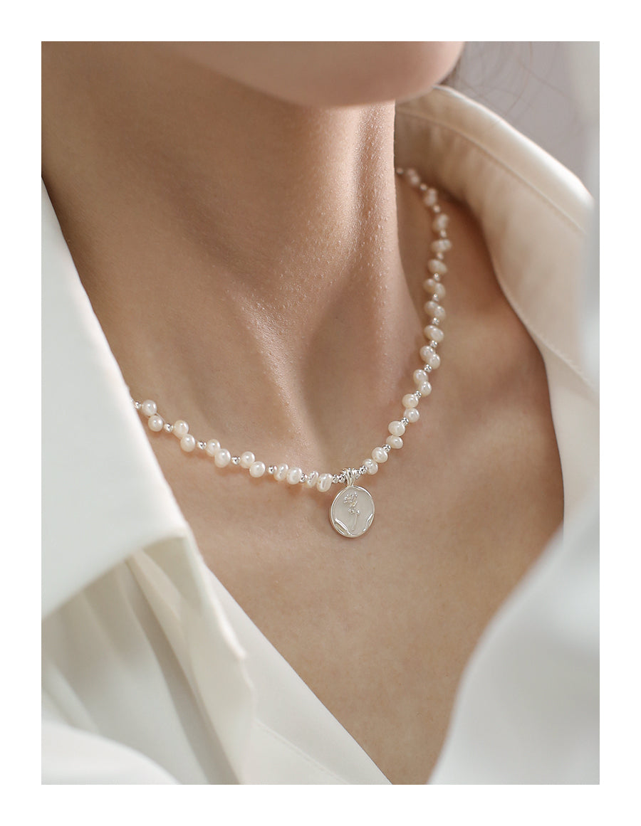 Natural Pearl Necklace Women's French Design