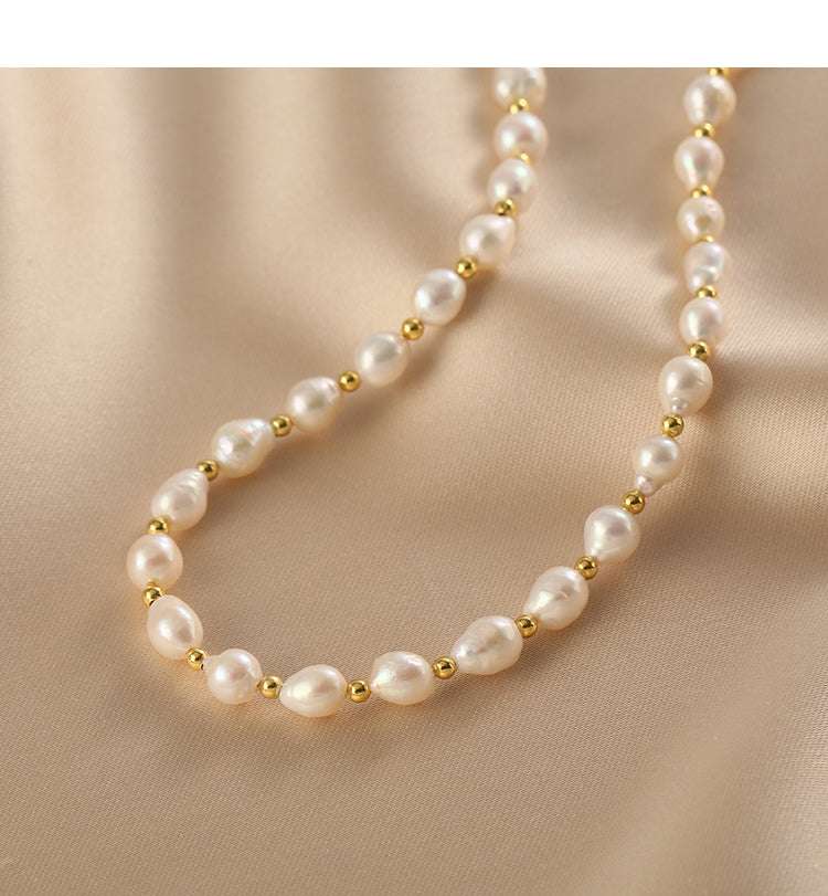 Natural pearl necklace, baroque pearl collarbone chain fashion, neck chain