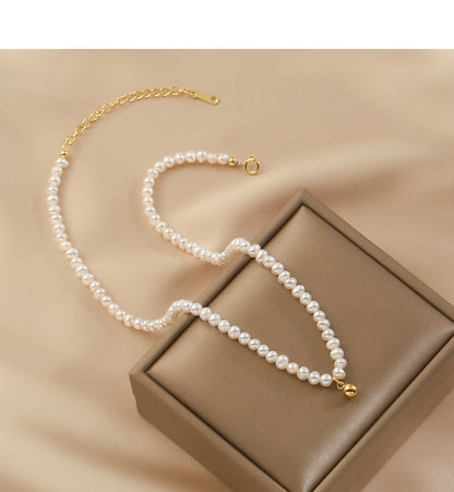 Natural Pearl Necklace Fashionable Retro Small Golden Bean Accessories