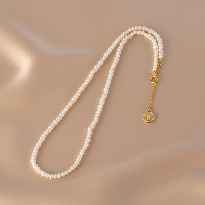 Natural pearl necklace, simple and exquisite irregular millet beads, tag necklace