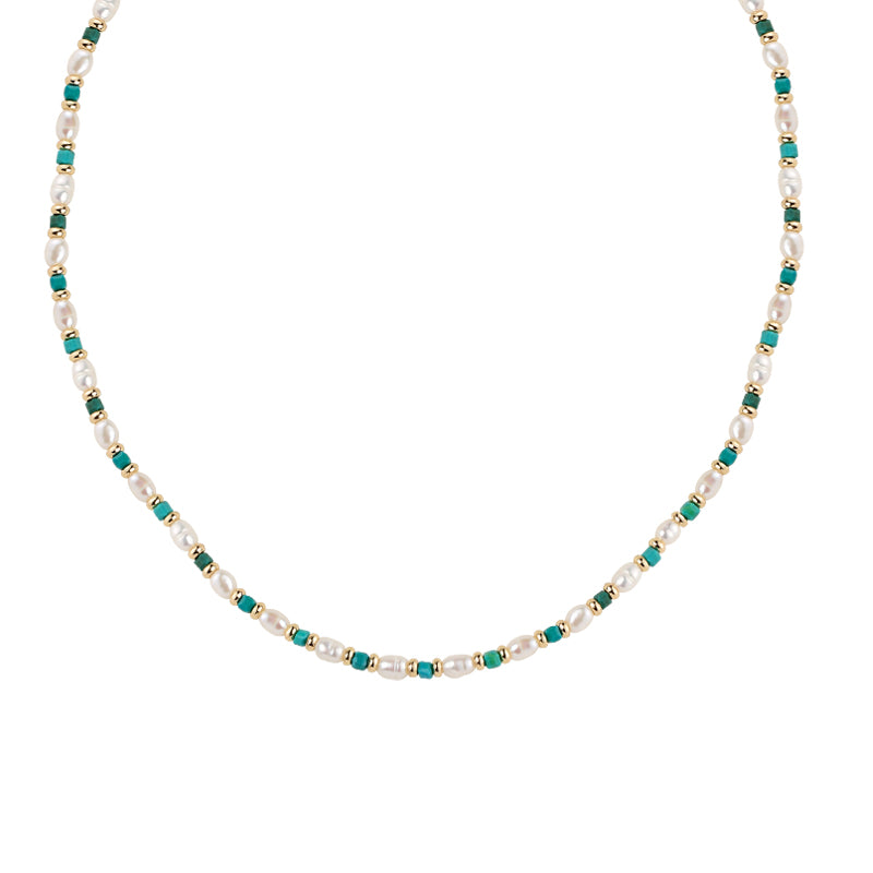 Natural Pearl Necklace Women'sTurquoise Clavicle Chain Design Necklace