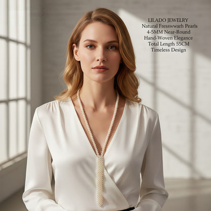 Natural Freshwater Pearl Necklace Tie
