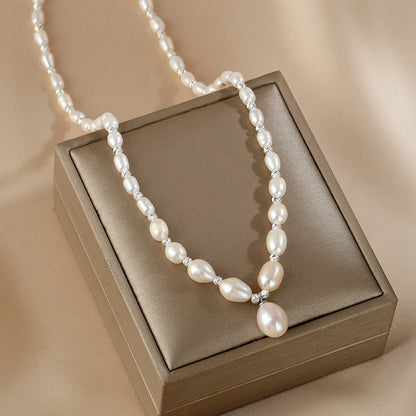 natural pearl necklace French high-end rice beads neck chain