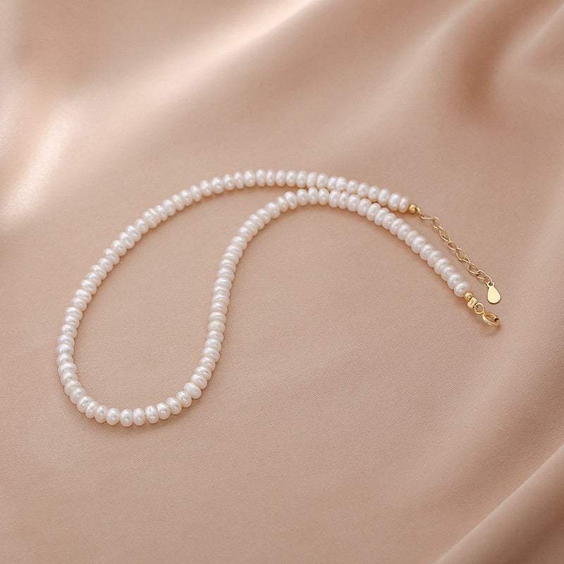 Natural freshwater pearl necklace women's 925 silver for girlfriend
