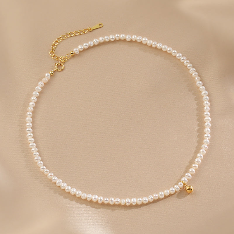 Natural Pearl Necklace Fashionable Retro Small Golden Bean Accessories