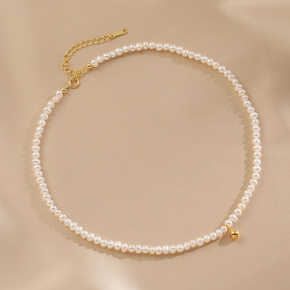 Natural Pearl Necklace Fashionable Retro Small Golden Bean Accessories