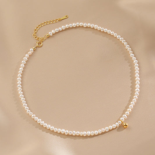 Natural Pearl Necklace Fashionable Retro Small Golden Bean Accessories
