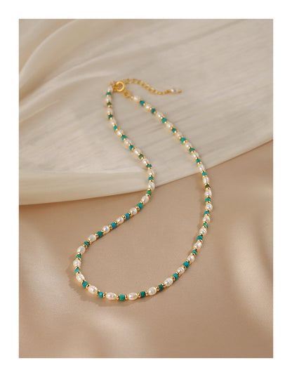 Natural Pearl Necklace Women'sTurquoise Clavicle Chain Design Necklace