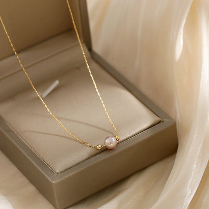 Natural freshwater pearl necklace  chain with single pendant