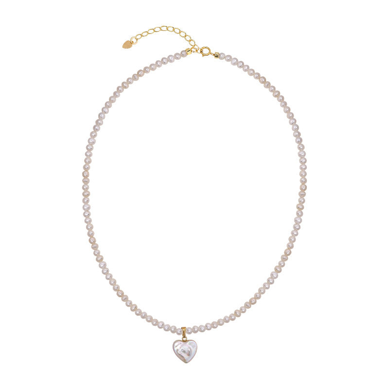 Natural Pearl Necklace, Personalized Design, Baroque Love Pendant, Neck Chain, Women's Chain