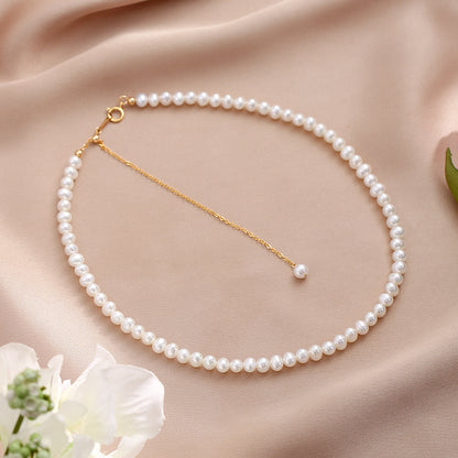 Natural Pearl Necklace Women's Adjustable Retro Choker Young Stackable