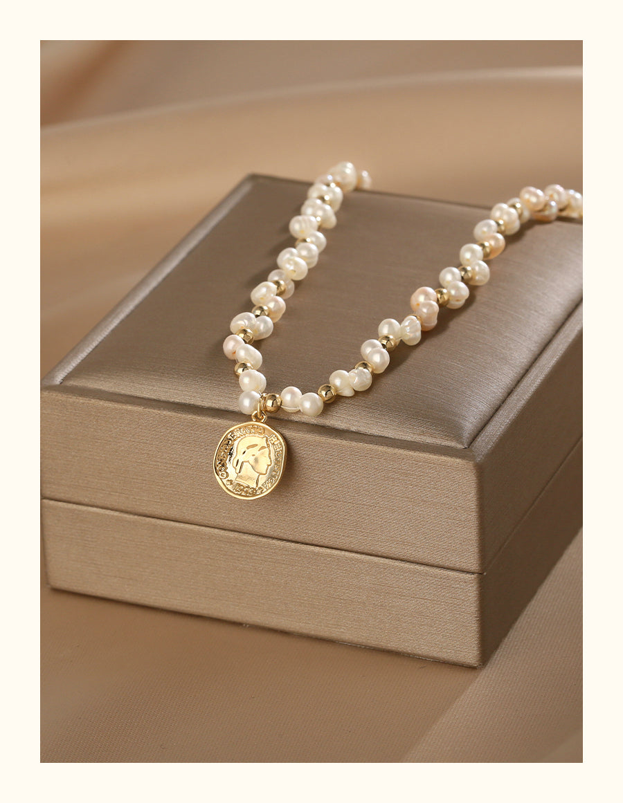 Natural Pearl Necklace Female, Clavicle Chain Vintage Irregular Sweater Chain