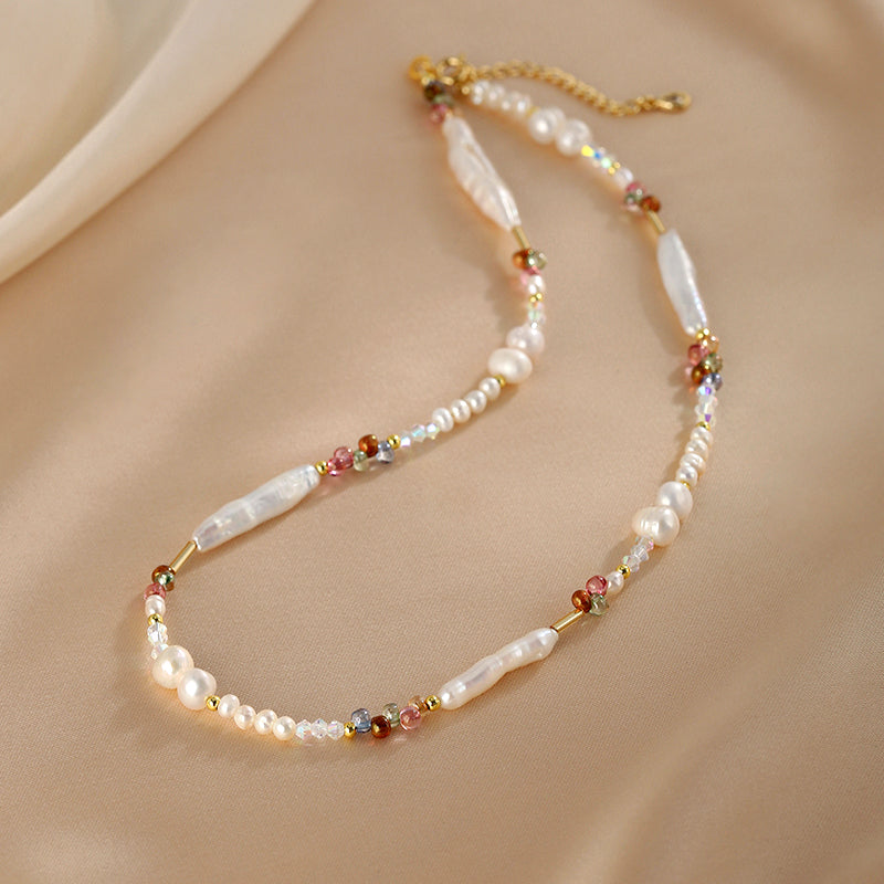Natural Baroque Pearl Bracelet Necklace Set Colored Necklace