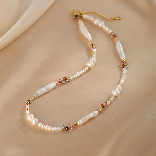 Natural Baroque Pearl Bracelet Necklace Set Colored Necklace