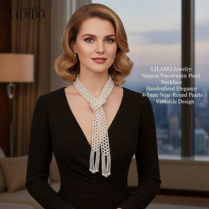 Long scarf with natural freshwater pearls